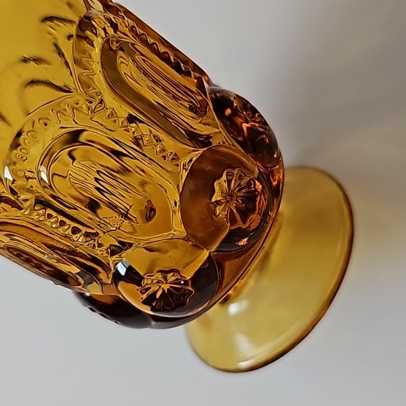 Vintage L.E. Smith Moon and Star Amber 3 5/8" Juice Glass - Picture 7 of 7